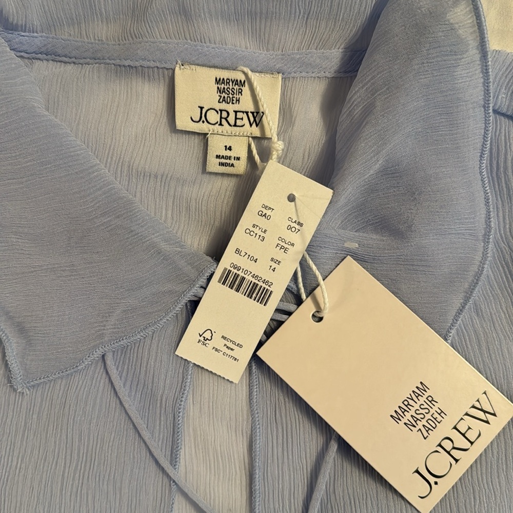J.Crew Maryam Nassir Zadeh X J.Crew sheer top in silk chiffon CC113 - Picture 3 of 10